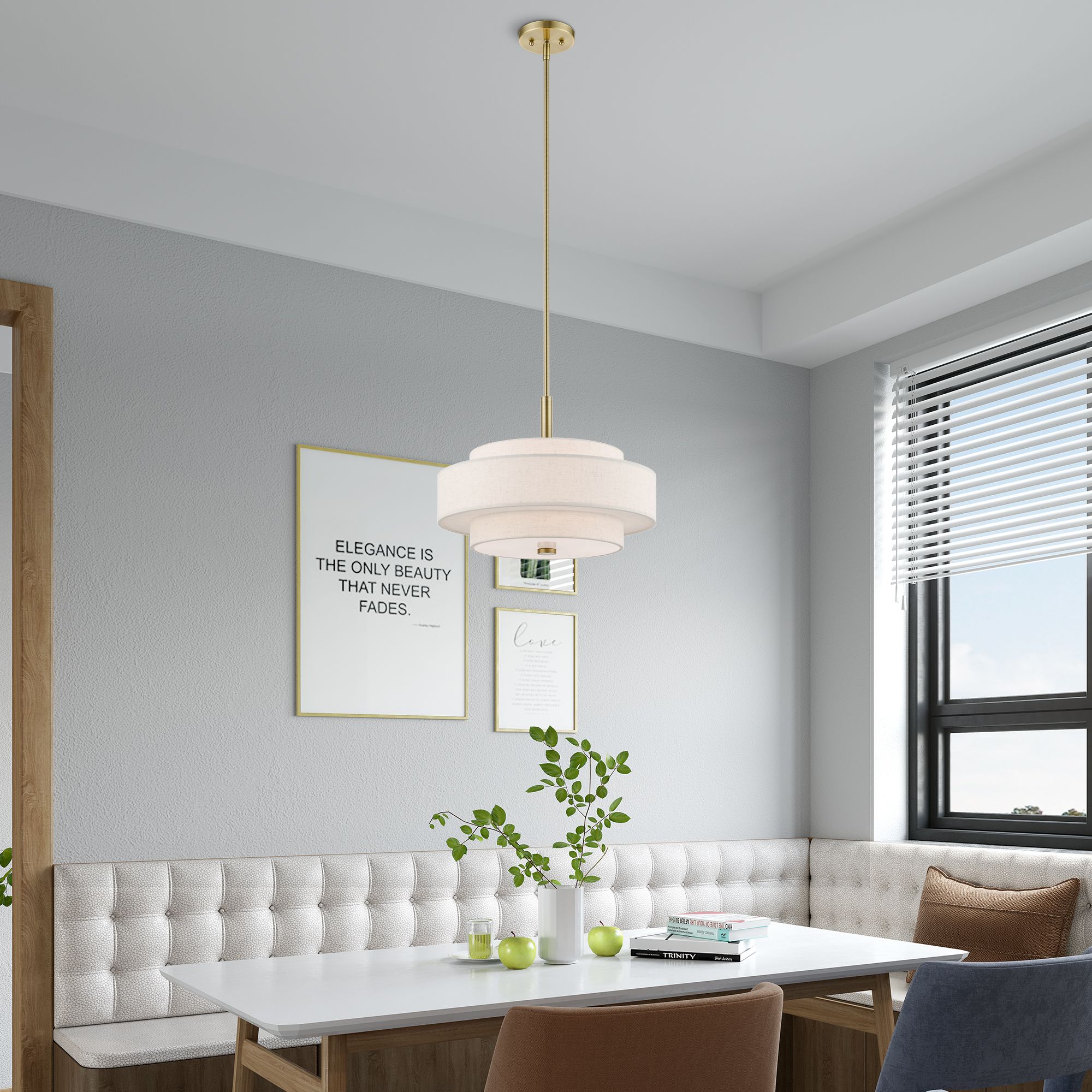 Livex Monroe 18" Wide Antique Brass 3-Tier Drum Pendant