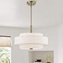 Livex Monroe 18" Wide Antique Brass 3-Tier Drum Pendant