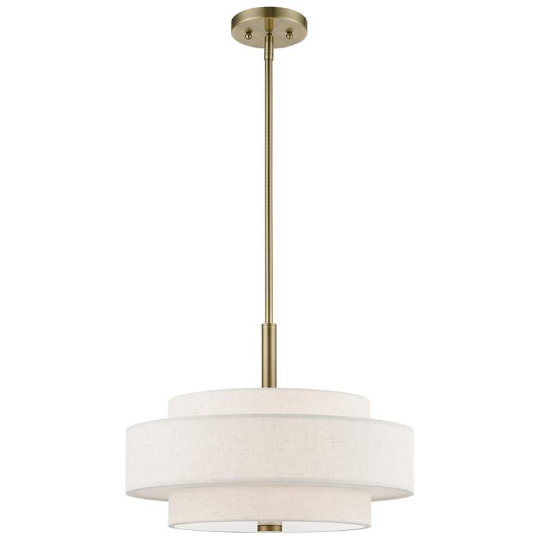 Image 2 Livex Monroe 18" Wide Antique Brass 3-Tier Pendant Light