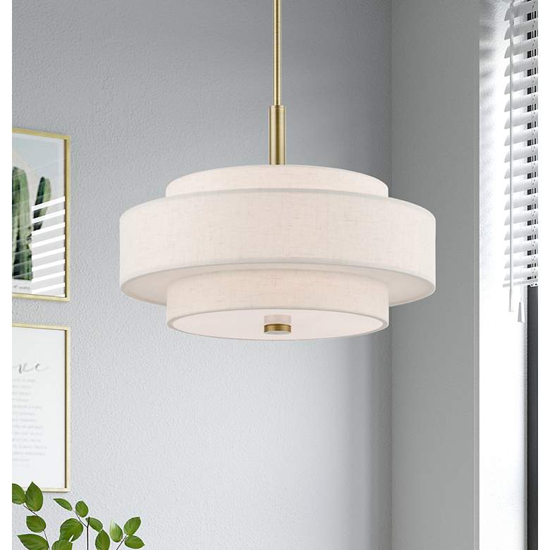 Image 1 Livex Monroe 18" Wide Antique Brass 3-Tier Pendant Light