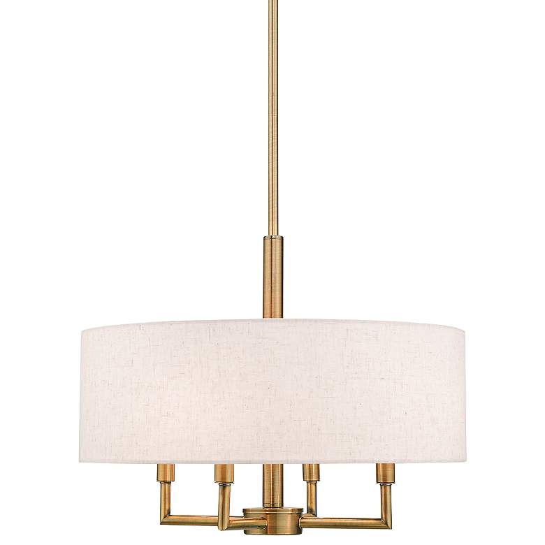 Image 3 Livex Monroe 18" Wide Antique Brass 4-Light Drum Shade Pendant
