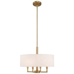 Livex Monroe 18" Wide Antique Brass 4-Light Drum Shade Pendant