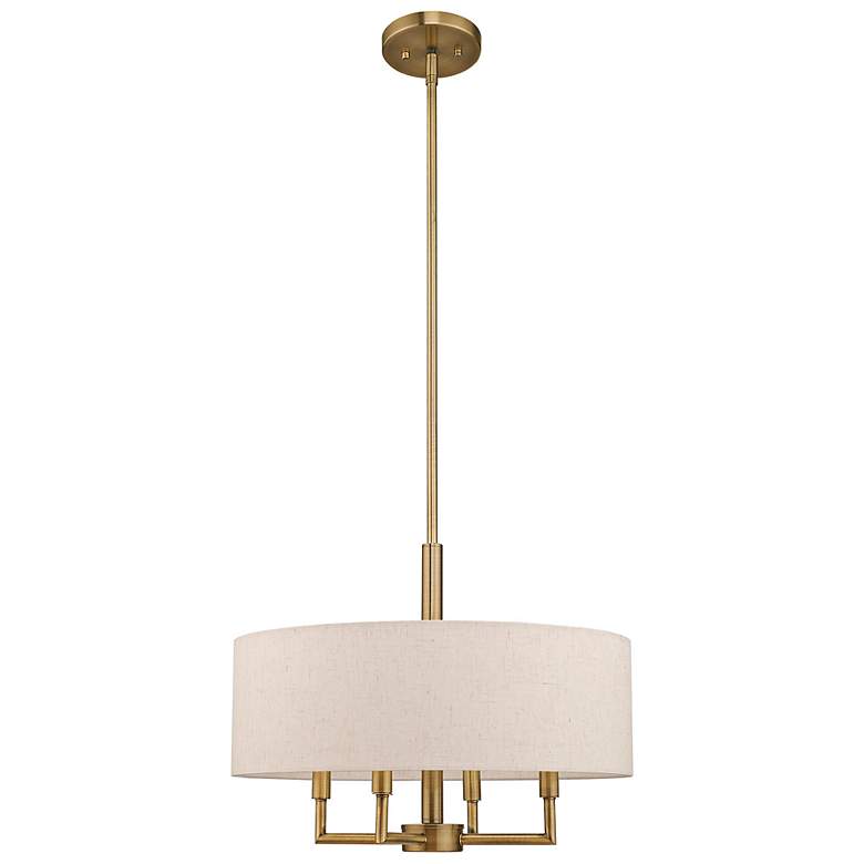 Image 5 Livex Monroe 18" Wide Antique Brass 4-Light Drum Shade Pendant more views