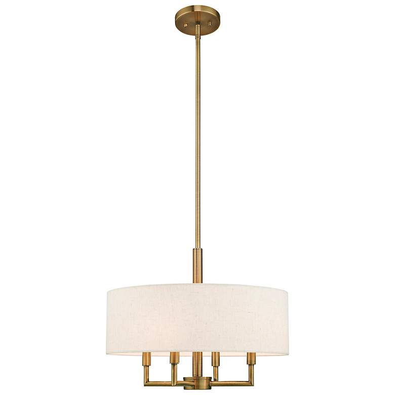 Image 6 Livex Monroe 18" Wide Antique Brass 4-Light Drum Shade Pendant more views