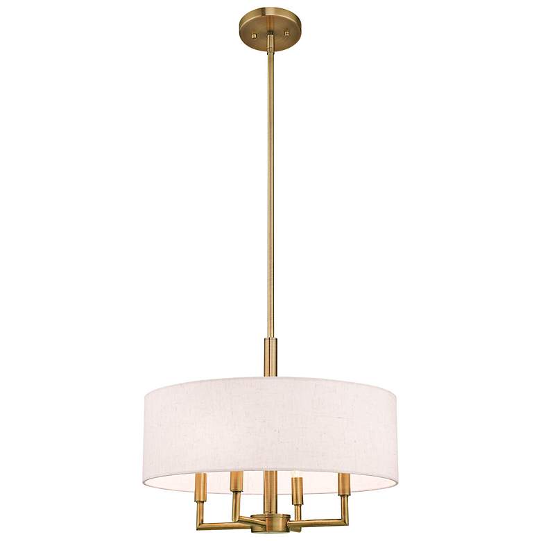 Image 7 Livex Monroe 18" Wide Antique Brass 4-Light Drum Shade Pendant more views
