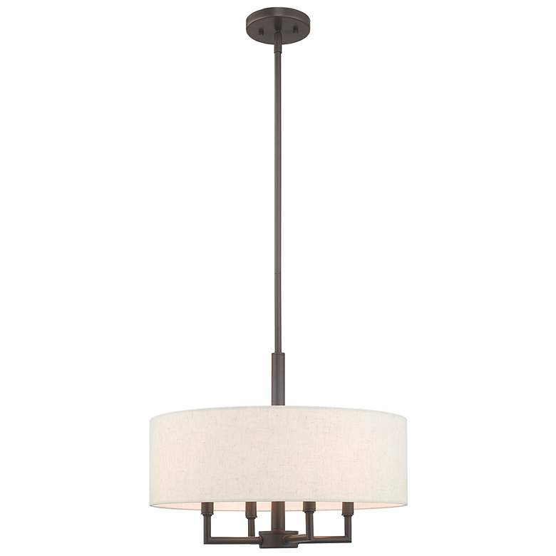 Image 3 Livex Monroe 18" Wide English Bronze 4-Light Drum Chandelier