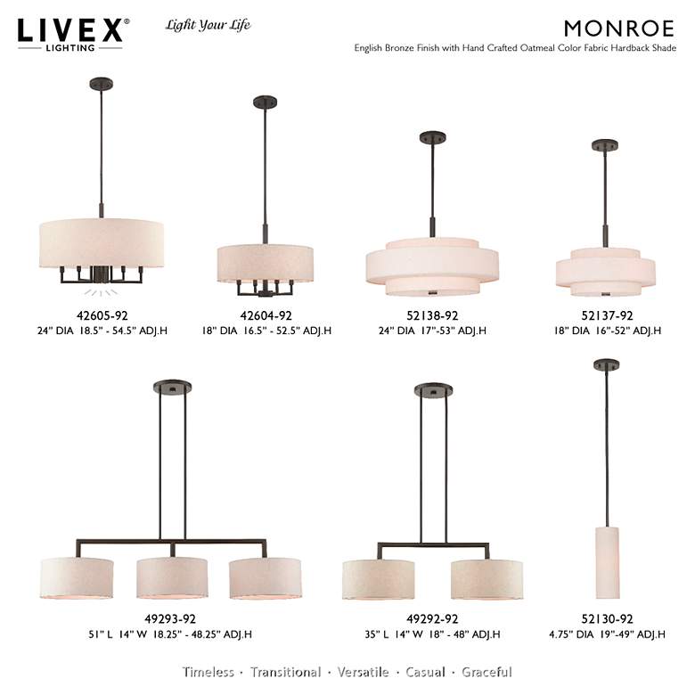 Image 4 Livex Monroe 18" Wide English Bronze 4-Light Drum Chandelier more views