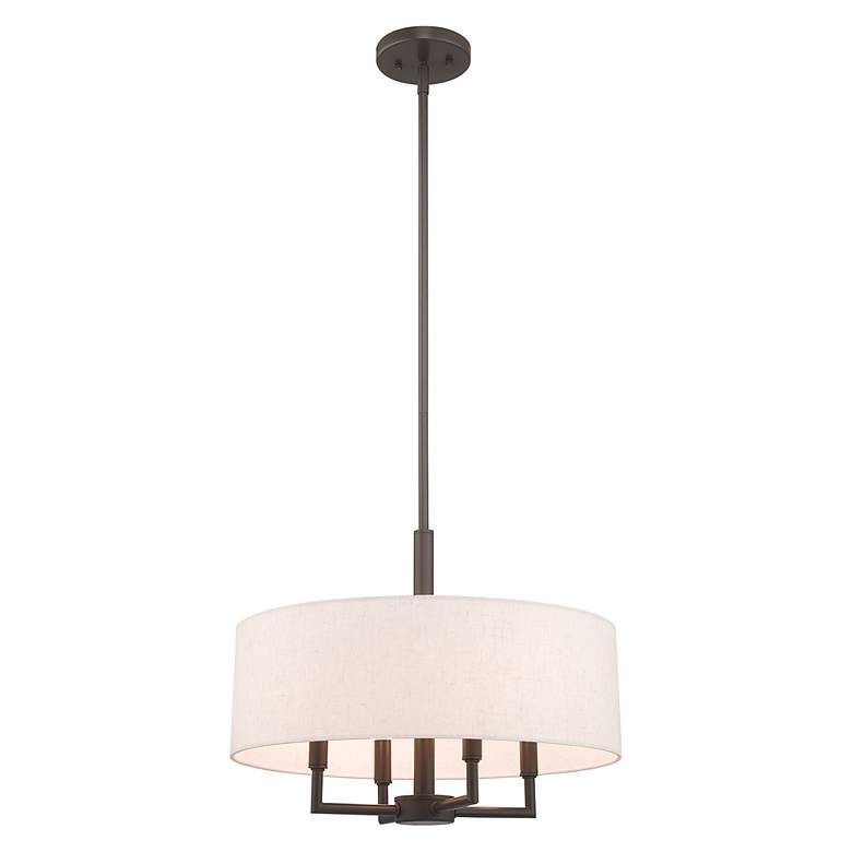 Image 7 Livex Monroe 18" Wide English Bronze 4-Light Drum Chandelier more views