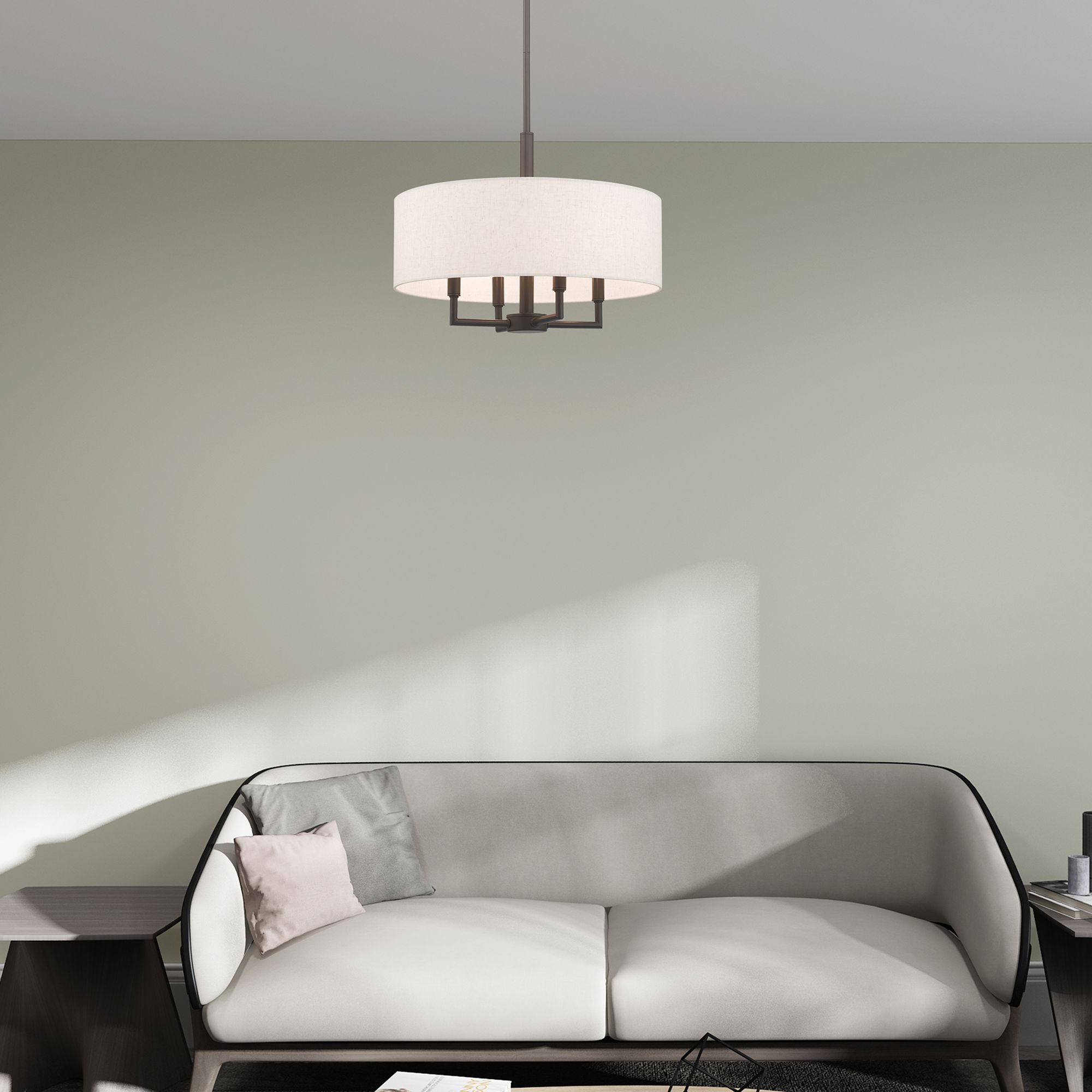 Livex Monroe 18" Wide English Bronze 4-Light Drum Chandelier in scene