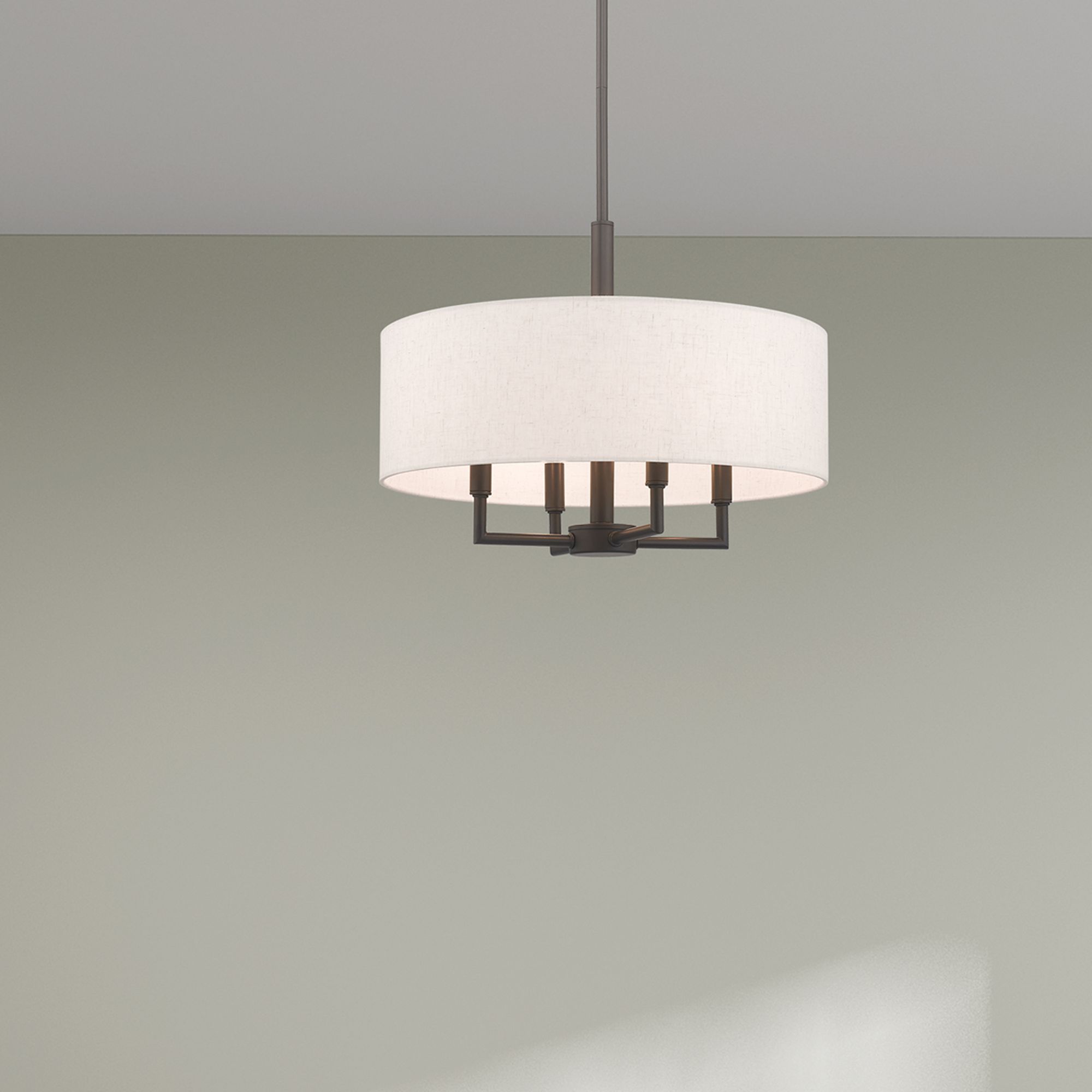 Livex Monroe 18" Wide English Bronze 4-Light Drum Chandelier in scene