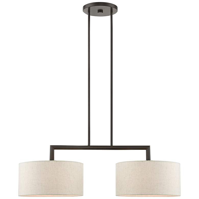 Image 3 Livex Monroe 35" Wide English Bronze 2-Light Linear Drum Chandelier