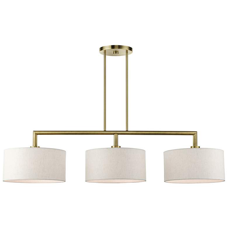 Image 6 Livex Monroe 51" Wide Antique Brass 3-Light Linear Pendant more views