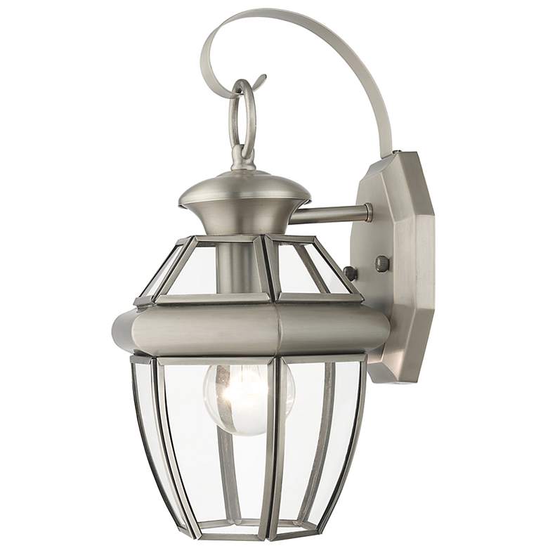 Image 6 Livex Monterey 12.5" High Brushed Nickel Outdoor Lantern Wall Light more views