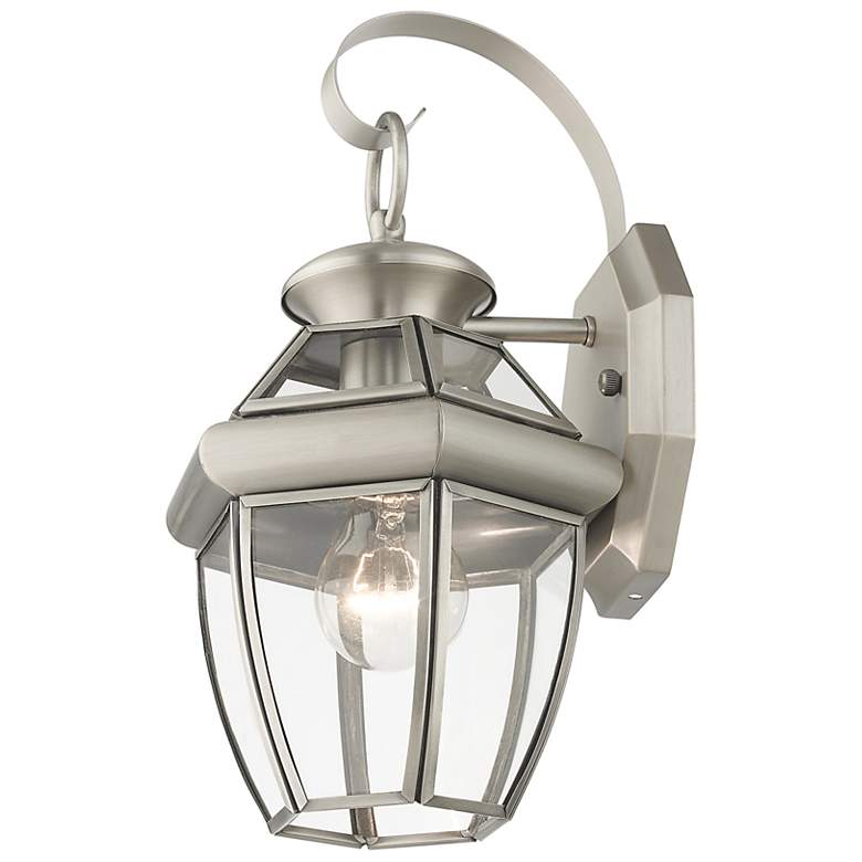 Image 7 Livex Monterey 12.5" High Brushed Nickel Outdoor Lantern Wall Light more views