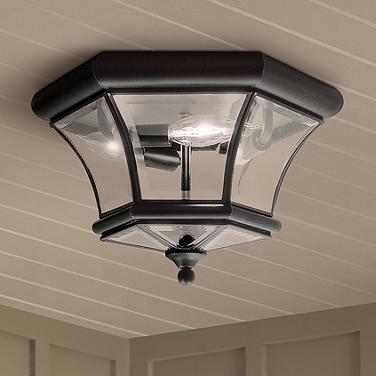 Livex Monterey 12 1/2" Black Traditional Outdoor Ceiling Light