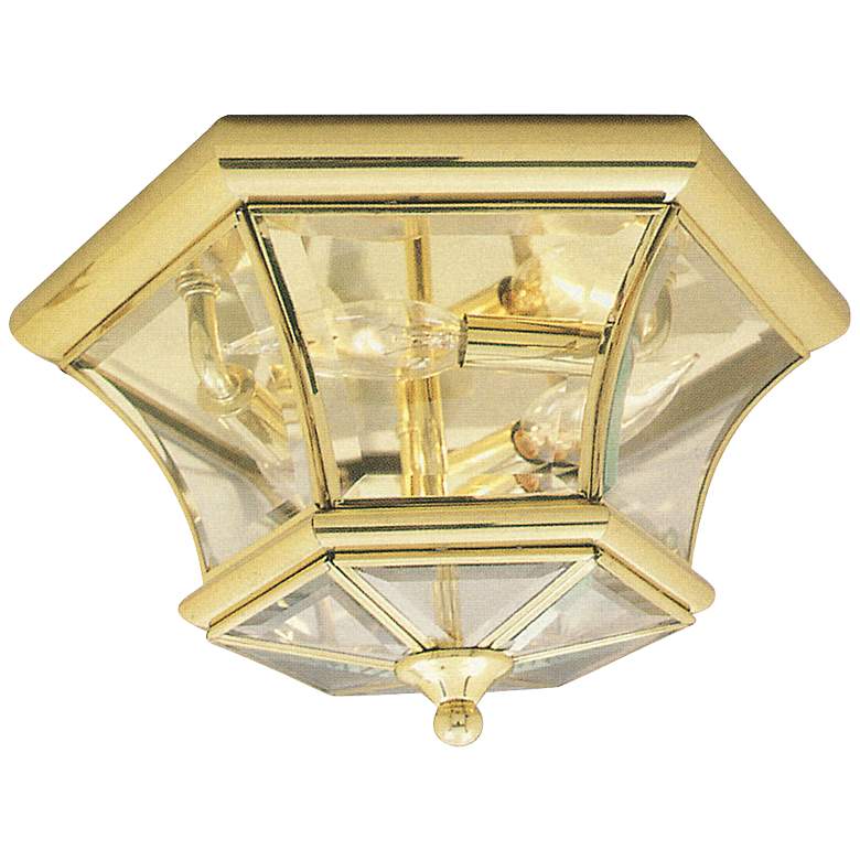 Image 2 Livex Monterey 12 1/2" Wide Polished Brass Outdoor Ceiling Light