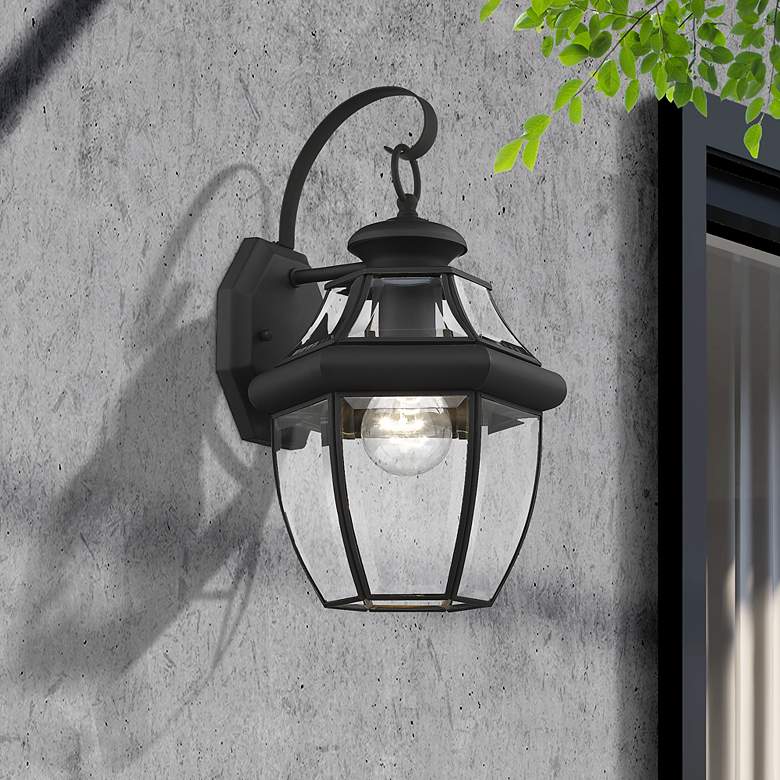 Image 1 Livex Monterey 13" High Black Outdoor Wall Light