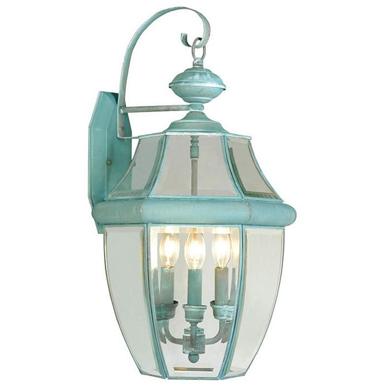 Image 2 Livex Monterey 22 1/2" High Verdigris 3-Light Outdoor Wall Light