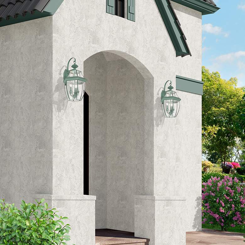 Image 3 Livex Monterey 22 1/2" High Verdigris 3-Light Outdoor Wall Light more views
