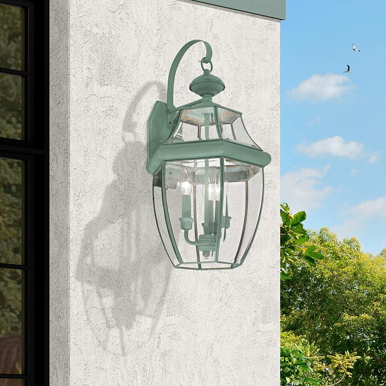 Image 5 Livex Monterey 22 1/2" High Verdigris 3-Light Outdoor Wall Light more views