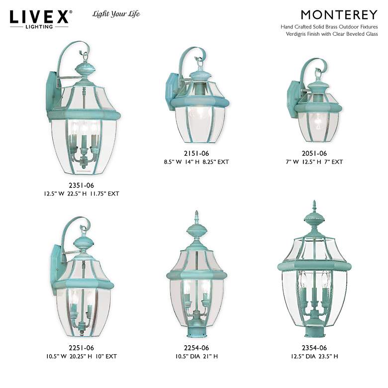 Image 7 Livex Monterey 22 1/2" High Verdigris 3-Light Outdoor Wall Light more views