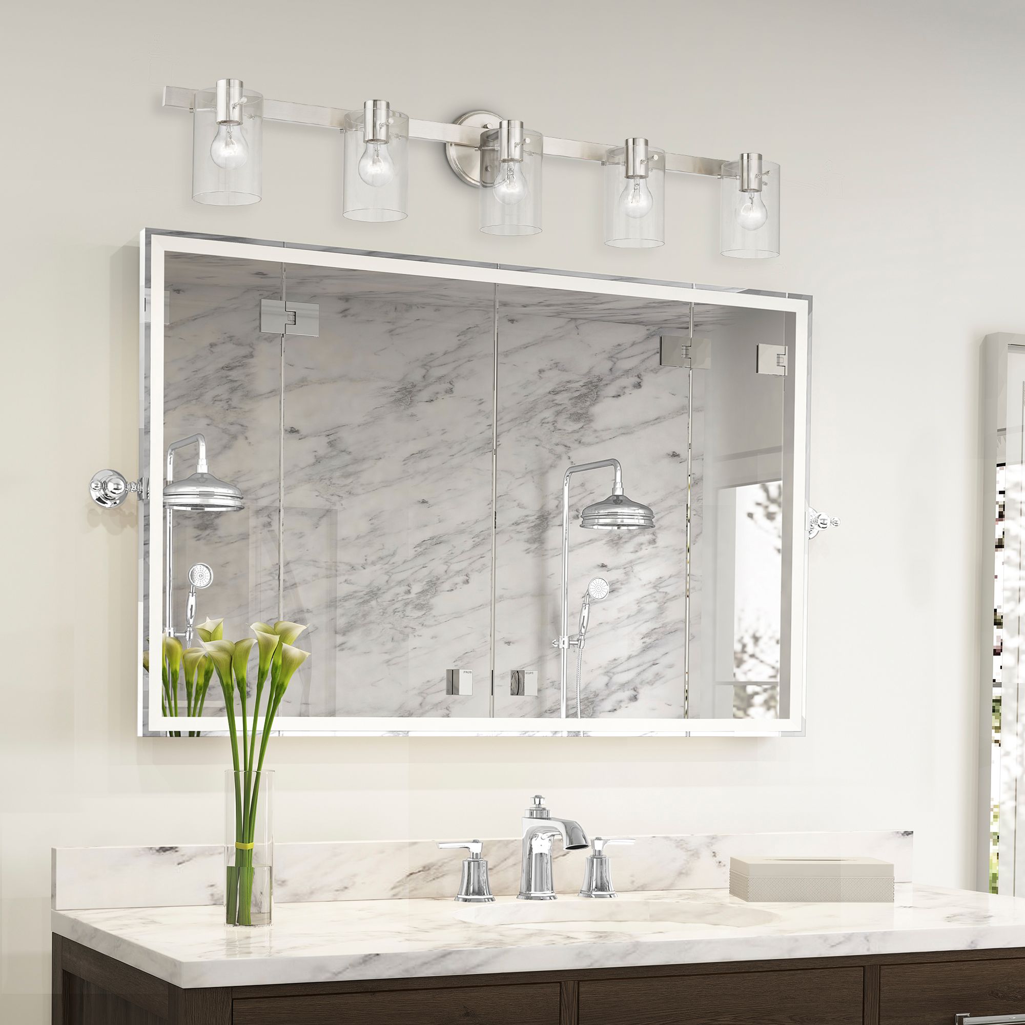 Livex Munich 42" Wide Brushed Nickel 5-Light Bath Light