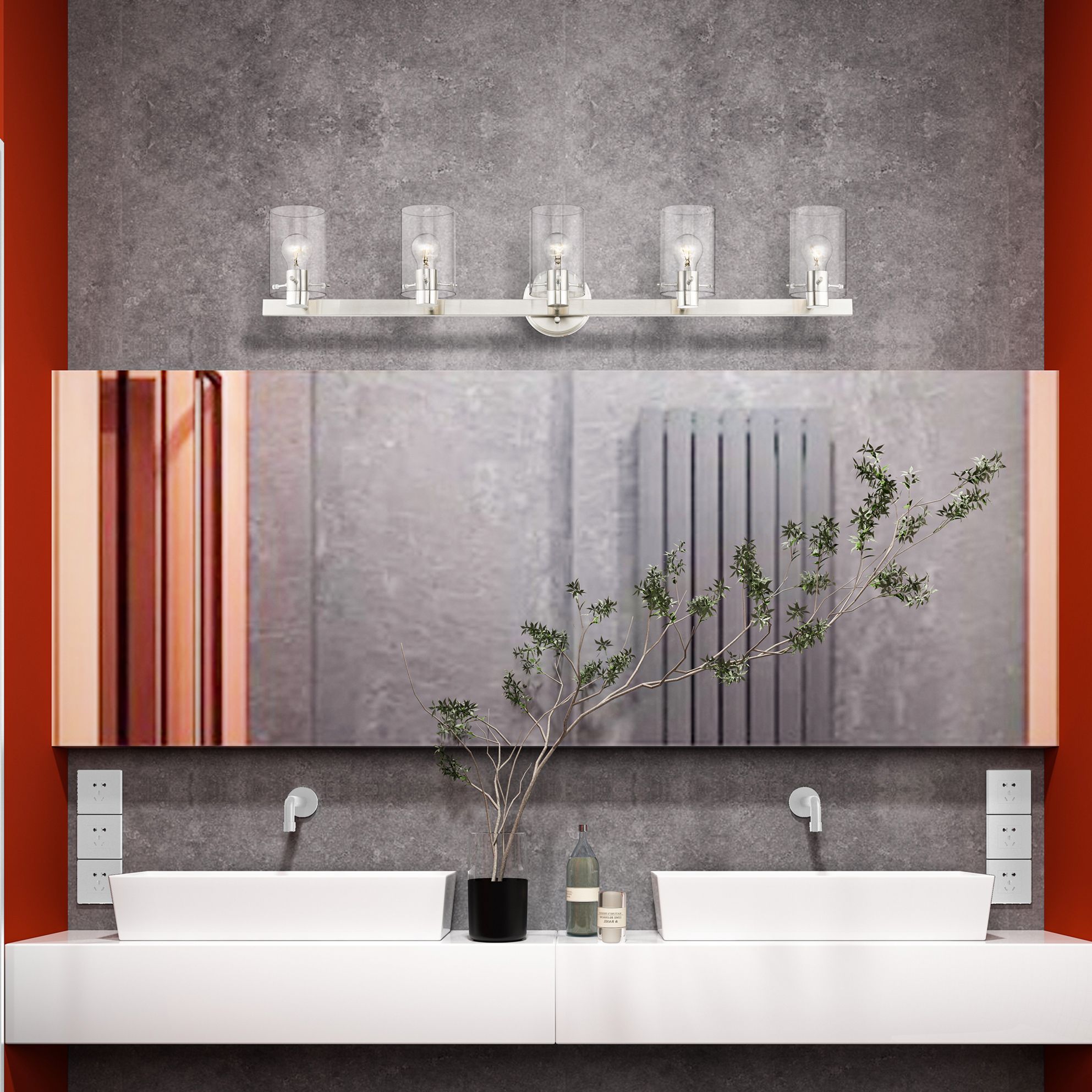 Livex Munich 42" Wide Brushed Nickel 5-Light Bath Light