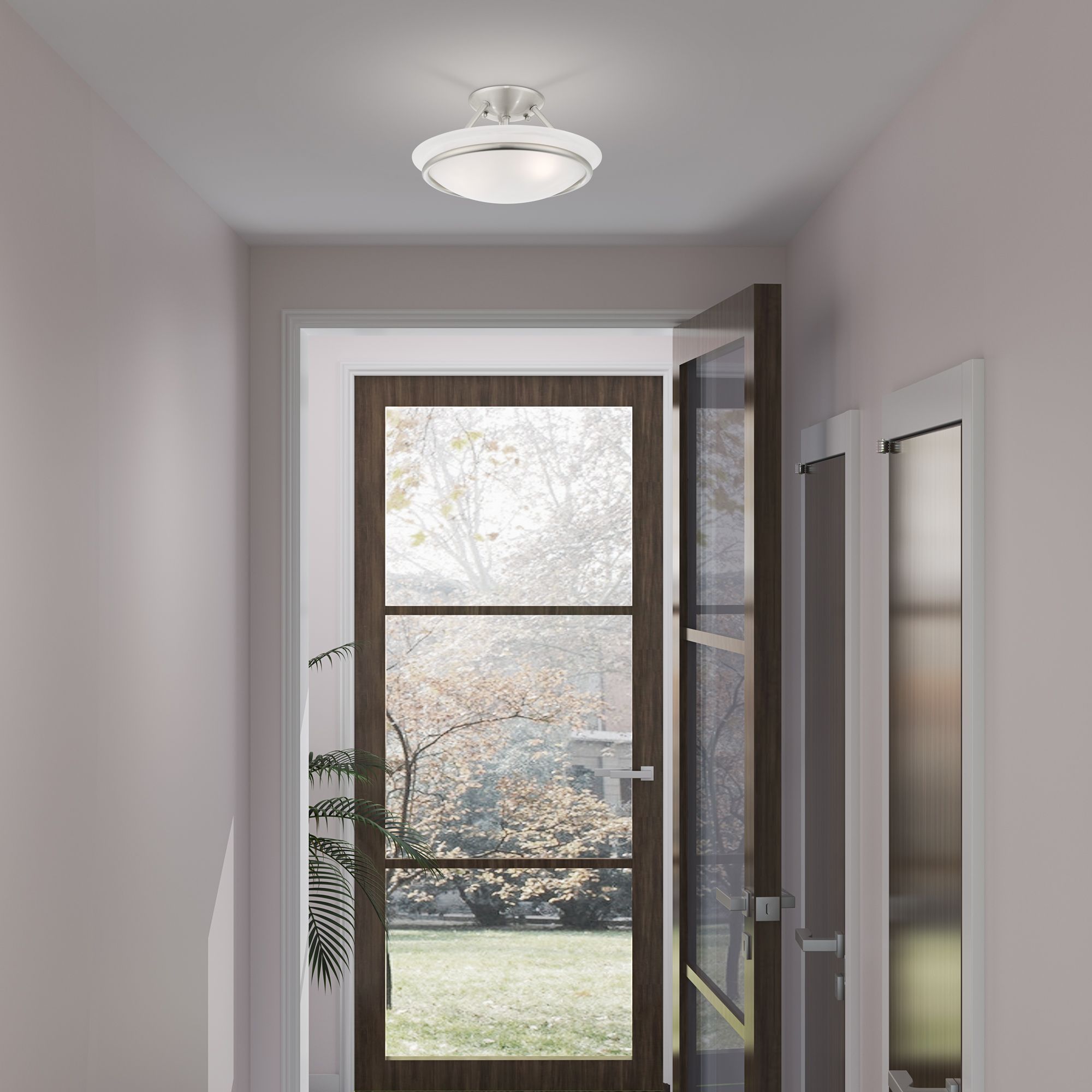 Image 7 Livex Newburgh 12" Wide Brushed Nickel Ceiling Light more views