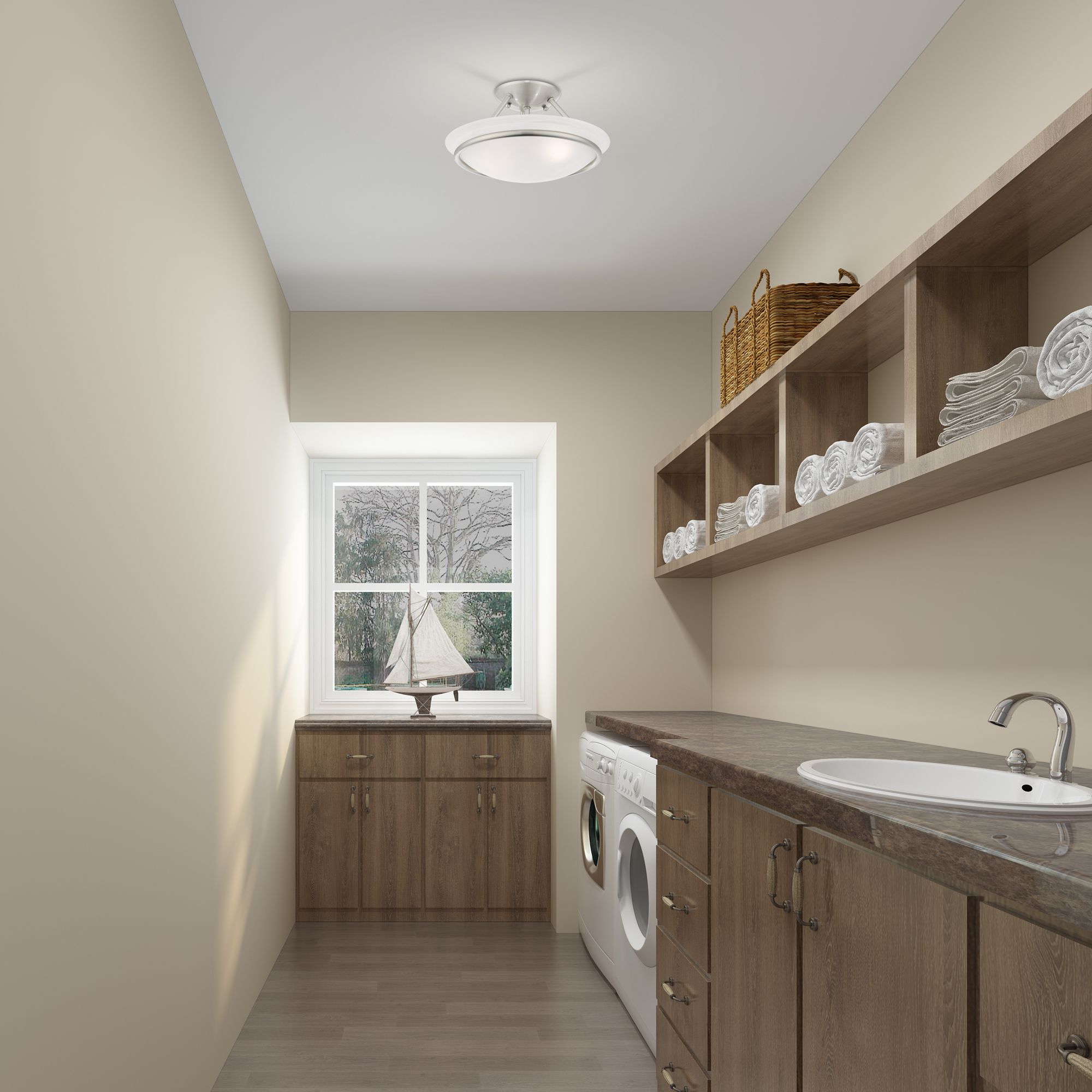 Livex Newburgh 12" Wide Brushed Nickel Ceiling Light in scene