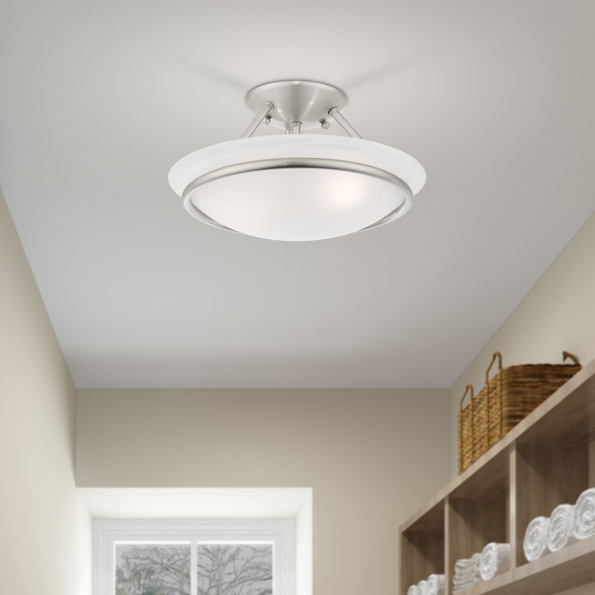 Livex Newburgh 12" Wide Brushed Nickel Ceiling Light in scene