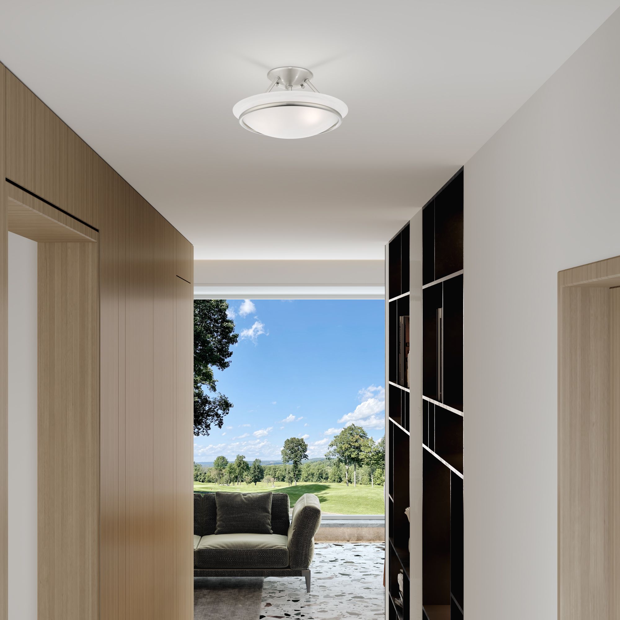 Livex Newburgh 12" Wide Brushed Nickel Ceiling Light in scene