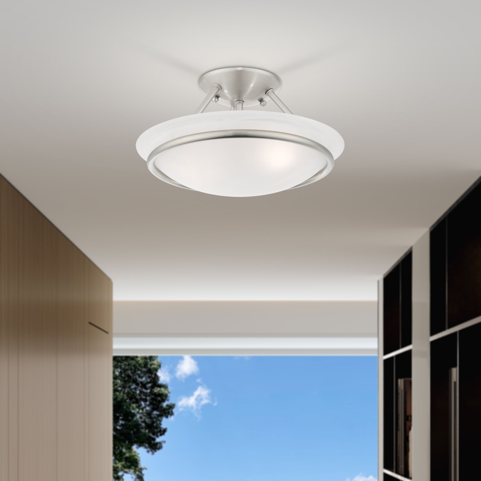 Livex Newburgh 12" Wide Brushed Nickel Ceiling Light in scene
