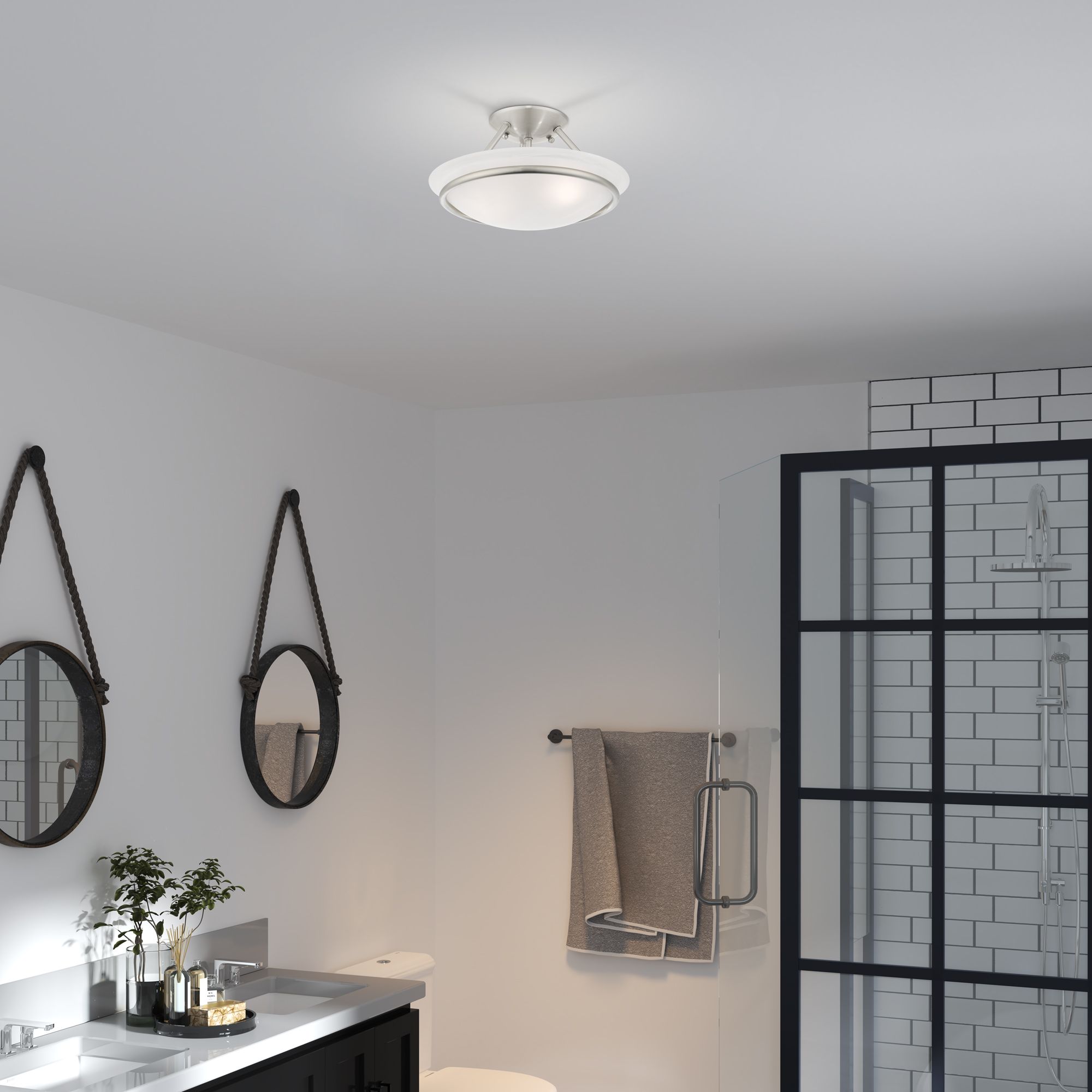 Livex Newburgh 12" Wide Brushed Nickel Ceiling Light in scene