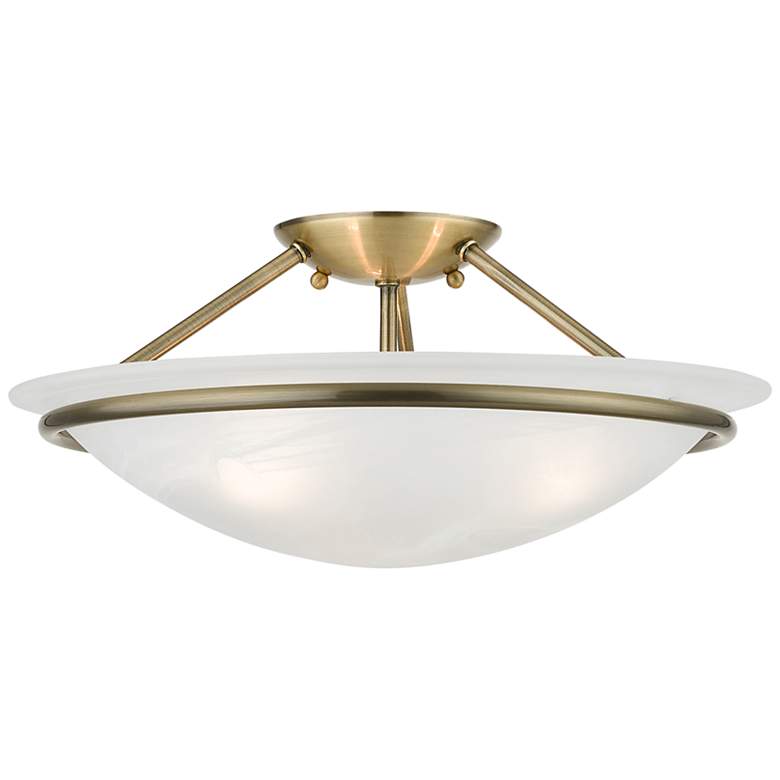 Image 3 Livex Newburgh 16" Wide Antique Brass Alabaster Glass Ceiling Light