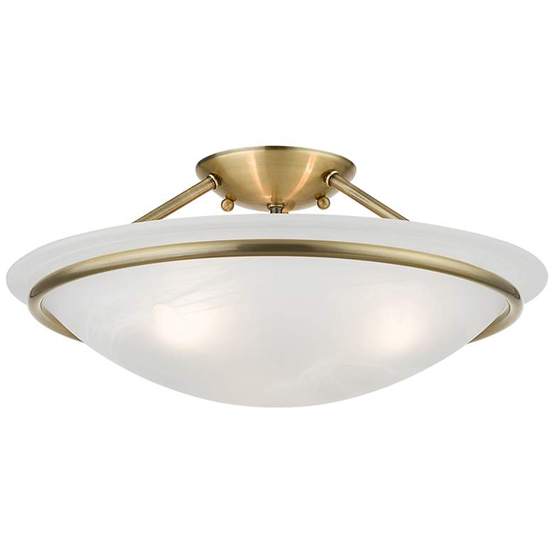 Image 5 Livex Newburgh 16" Wide Antique Brass Alabaster Glass Ceiling Light more views