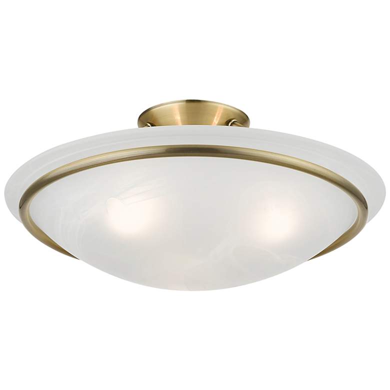 Image 6 Livex Newburgh 16" Wide Antique Brass Alabaster Glass Ceiling Light more views