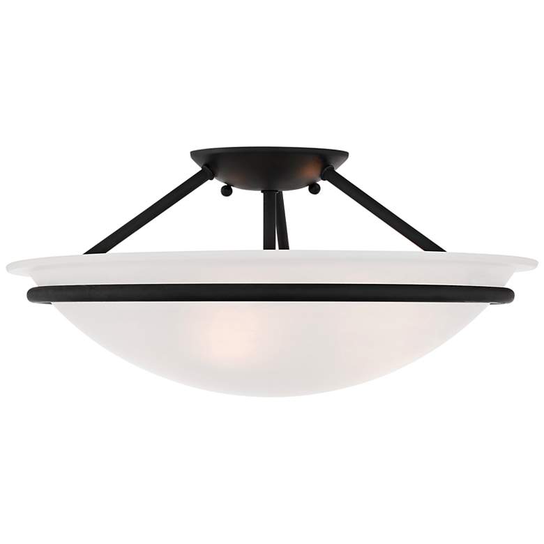 Image 3 Livex Newburgh 16" Wide Black Ceiling Light with Alabaster Glass