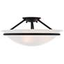 Livex Newburgh 16" Wide Black Ceiling Light with Alabaster Glass in scene