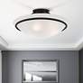 Livex Newburgh 16" Wide Black Ceiling Light with Alabaster Glass in scene