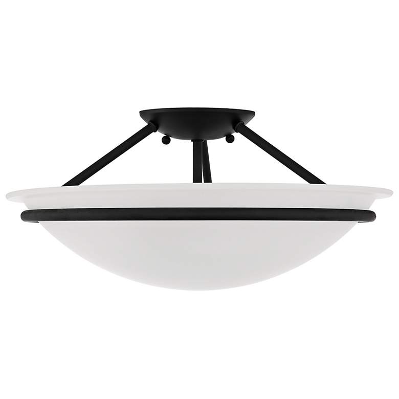 Image 5 Livex Newburgh 16" Wide Black Ceiling Light with Alabaster Glass more views