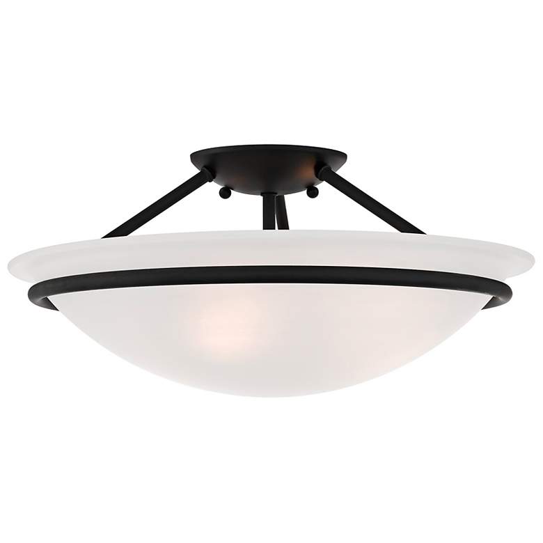 Image 6 Livex Newburgh 16" Wide Black Ceiling Light with Alabaster Glass more views