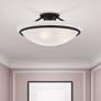 Livex Newburgh 16" Wide Black Ceiling Light with Alabaster Glass in scene