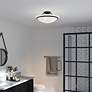 Livex Newburgh 16" Wide Black Ceiling Light with Alabaster Glass in scene