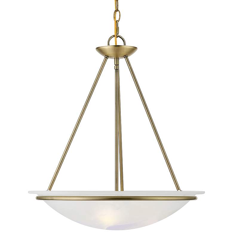 Image 1 Livex Newburgh 20 inch Wide 3-Light Antique Brass Bowl Pendant