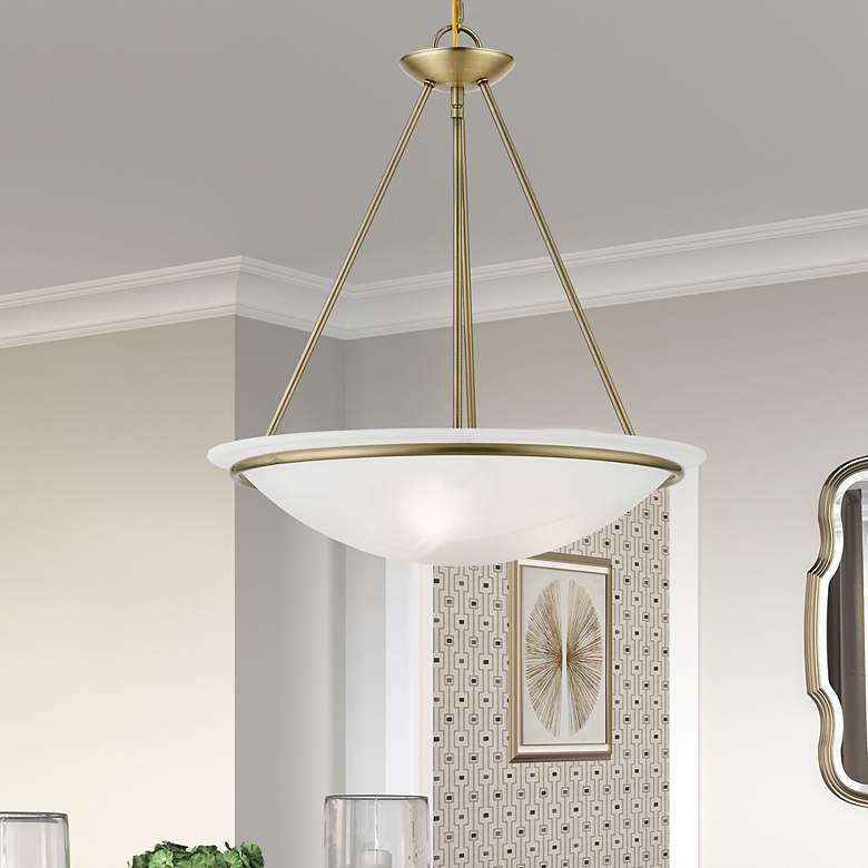Image 1 Livex Newburgh 20" Wide 3-Light Antique Brass Bowl Pendant