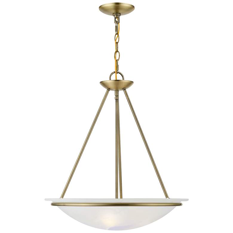 Image 3 Livex Newburgh 20 inch Wide 3-Light Antique Brass Bowl Pendant more views