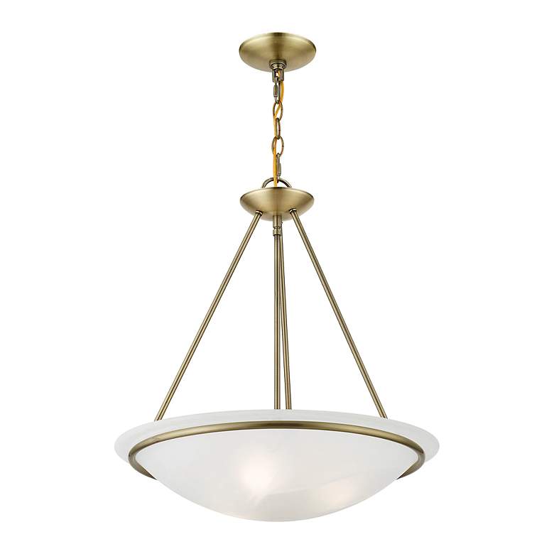 Image 5 Livex Newburgh 20" Wide 3-Light Antique Brass Bowl Pendant more views