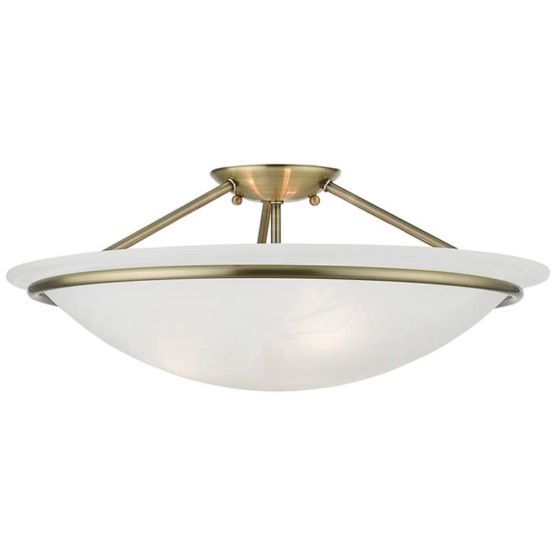 Image 3 Livex Newburgh 20 inch Wide 3-Light Antique Brass Ceiling Light