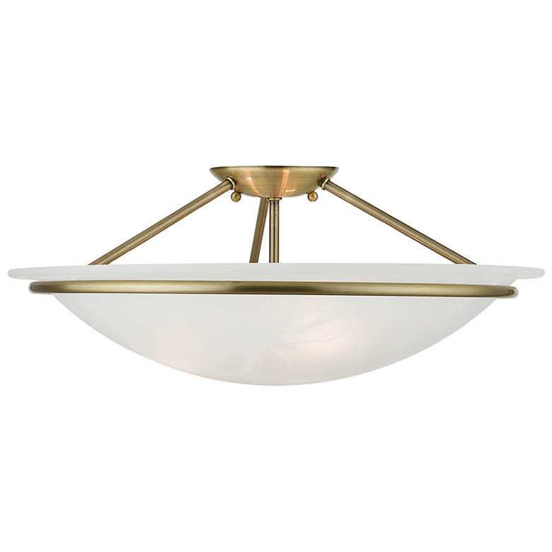 Image 5 Livex Newburgh 20 inch Wide 3-Light Antique Brass Ceiling Light more views