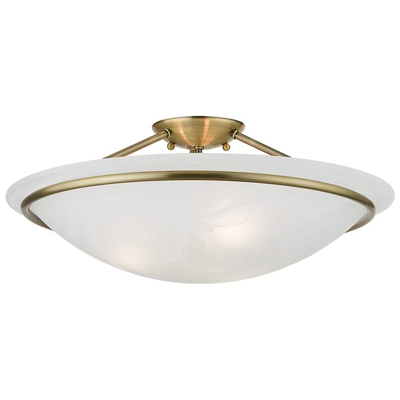 Image 6 Livex Newburgh 20 inch Wide 3-Light Antique Brass Ceiling Light more views